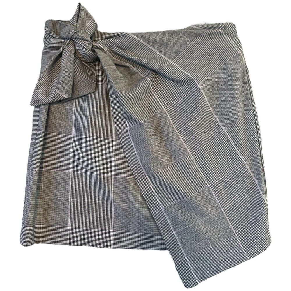 Who What Wear Skirt Womens 8 Wrap Plaid Black Asymmetrical Clueless Prep Ivy